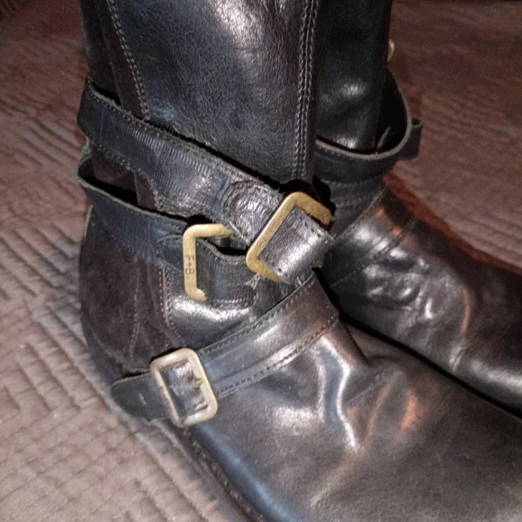 Fiorentini Baker Italy Black Leather Buckle Boots - Picture 5 of 16